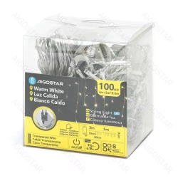 Niskonapięciowe lampki choinkowe sople 100led fala, Ciepła biel 5m